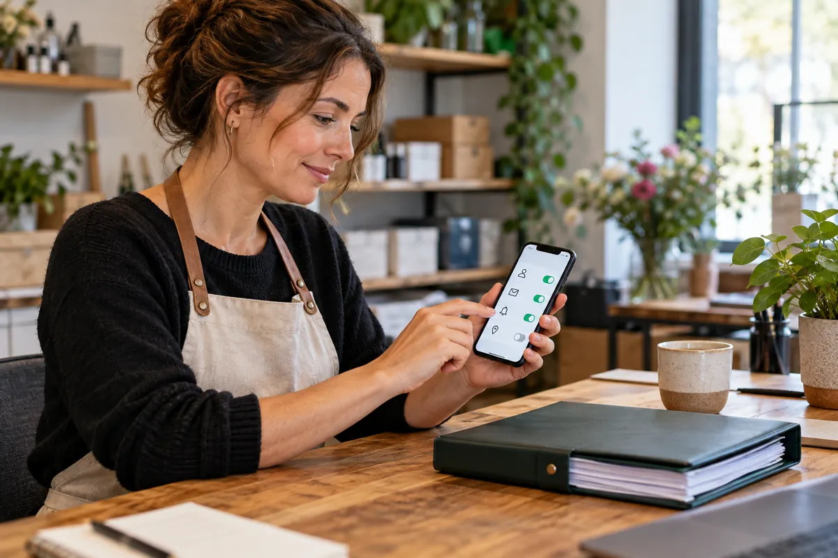 A business owner reviewing customer communication preferences